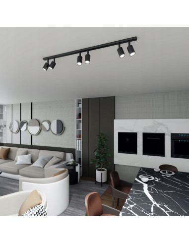 Lampa sufitowa FLASH 6 - elegancki minimalistyczny design do biura i domu, czarna, 6 punktów świetlnych GU10
