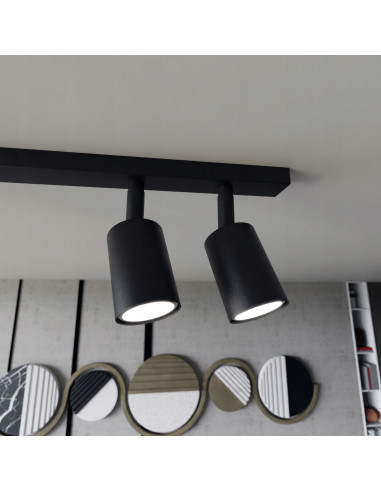 Lampa sufitowa FLASH 6 - elegancki minimalistyczny design do biura i domu, czarna, 6 punktów świetlnych GU10