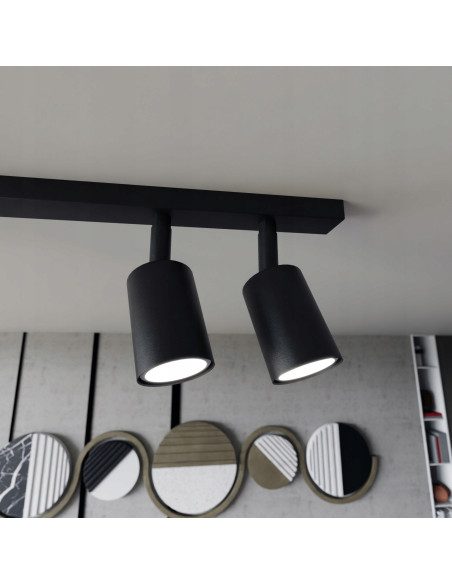 Lampa sufitowa FLASH 6 - elegancki minimalistyczny design do biura i domu, czarna, 6 punktów świetlnych GU10