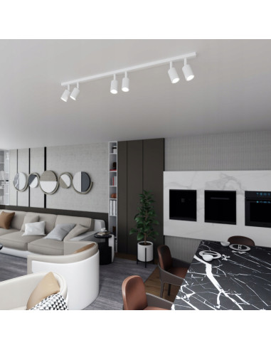 Lampa sufitowa FLASH 6 LED - Nowoczesne oświetlenie regulowane, Białe reflektory do biura i jadalni, Emibig