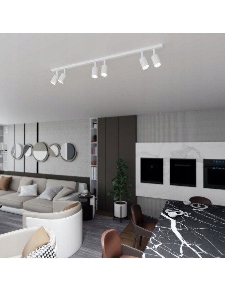 Lampa sufitowa FLASH 6 LED - Nowoczesne oświetlenie regulowane, Białe reflektory do biura i jadalni, Emibig