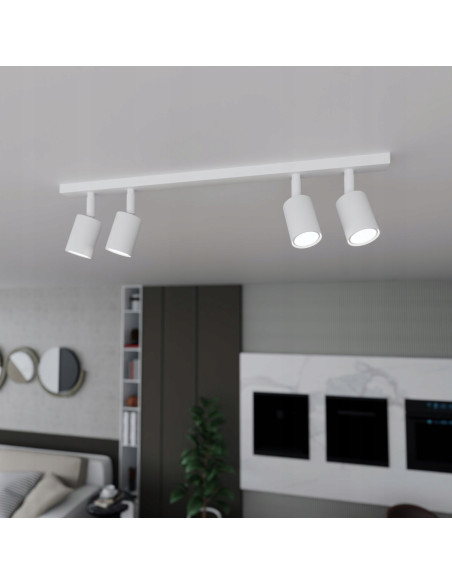 Plafon sufitowy Emibig FLASH 4 WHITE z reflektorami GU10 - nowoczesne oświetlenie do biura, salonu i korytarza