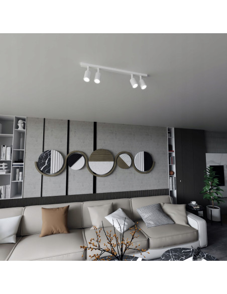 Plafon sufitowy Emibig FLASH 4 WHITE z reflektorami GU10 - nowoczesne oświetlenie do biura, salonu i korytarza