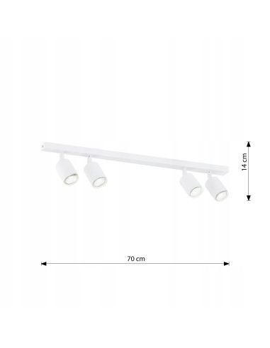 Plafon sufitowy Emibig FLASH 4 WHITE z reflektorami GU10 - nowoczesne oświetlenie do biura, salonu i korytarza