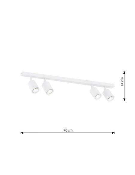 Plafon sufitowy Emibig FLASH 4 WHITE z reflektorami GU10 - nowoczesne oświetlenie do biura, salonu i korytarza