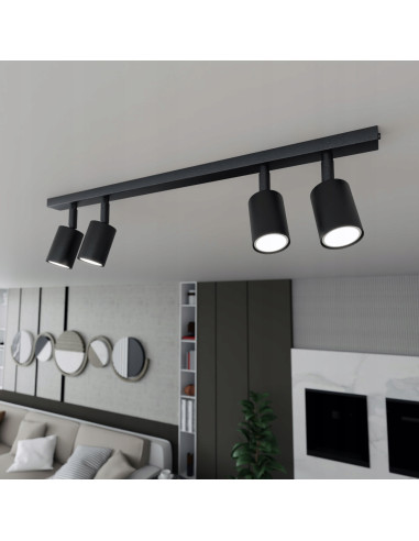 Nowoczesna lampa sufitowa FLASH 4 w czerni z reflektorami GU10 – eleganckie oświetlenie do każdego wnętrza