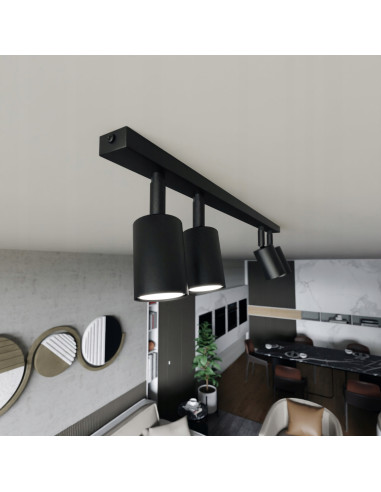 Nowoczesna lampa sufitowa FLASH 4 w czerni z reflektorami GU10 – eleganckie oświetlenie do każdego wnętrza