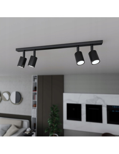 Nowoczesna lampa sufitowa FLASH 4 w czerni z reflektorami GU10 – eleganckie oświetlenie do każdego wnętrza