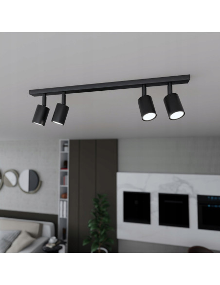 Nowoczesna lampa sufitowa FLASH 4 w czerni z reflektorami GU10 – eleganckie oświetlenie do każdego wnętrza
