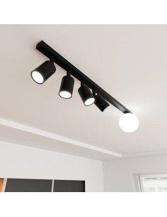 Lampa sufitowa BASTER z kloszem i 4 reflektorami – czarna i biała elegancja do biura oraz domu