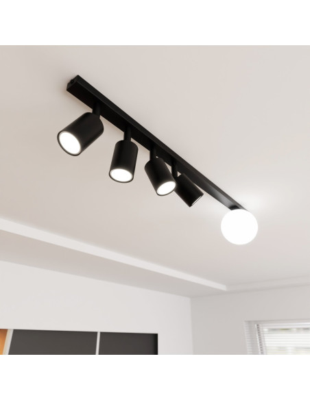 Lampa sufitowa BASTER z kloszem i 4 reflektorami – czarna i biała elegancja do biura oraz domu