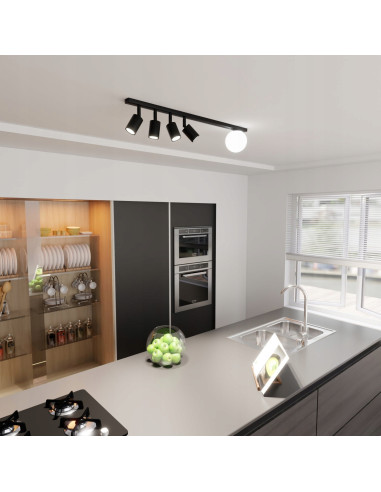 Lampa sufitowa BASTER z kloszem i 4 reflektorami – czarna i biała elegancja do biura oraz domu