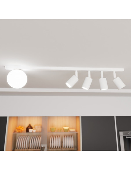 Nowoczesny plafon BASTER 5 w białym kolorze z 4 punktami świetlnymi – eleganckie oświetlenie do jadalni i kuchni od Emibig.