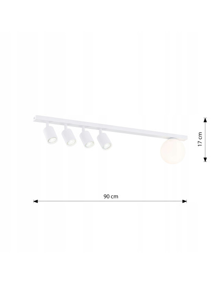 Nowoczesny plafon BASTER 5 w białym kolorze z 4 punktami świetlnymi – eleganckie oświetlenie do jadalni i kuchni od Emibig.