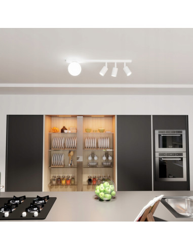 Lampa sufitowa BASTER 4 WHITE – nowoczesny plafon z reflektorami do korytarza, biura i salonu, elegancki design w białej wersji