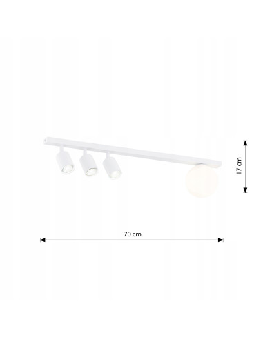 Lampa sufitowa BASTER 4 WHITE – nowoczesny plafon z reflektorami do korytarza, biura i salonu, elegancki design w białej wersji