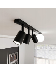 Listwa sufitowa BASTER 4 BLACK z 3 reflektorami – nowoczesna lampa metalowa z szklanym kloszem do biura i jadalni 2