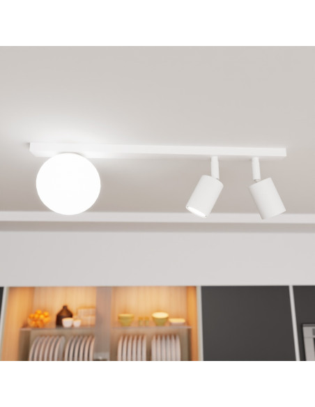 Lampa sufitowa BASTER 3 WHITE, elegancka lampa z reflektorami do nowoczesnych wnętrz, 3 źródła światła, biały metal.