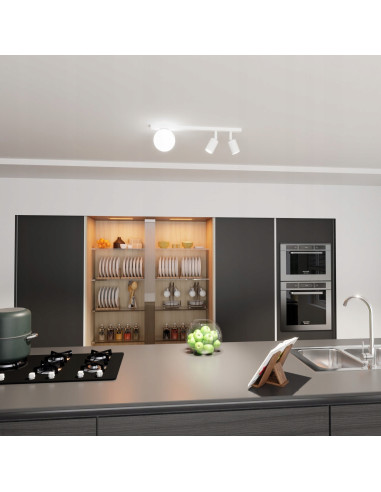 Lampa sufitowa BASTER 3 WHITE, elegancka lampa z reflektorami do nowoczesnych wnętrz, 3 źródła światła, biały metal.