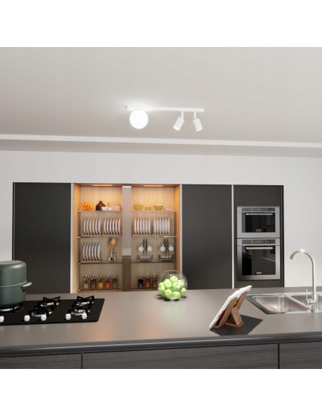 Lampa sufitowa BASTER 3 WHITE, elegancka lampa z reflektorami do nowoczesnych wnętrz, 3 źródła światła, biały metal.