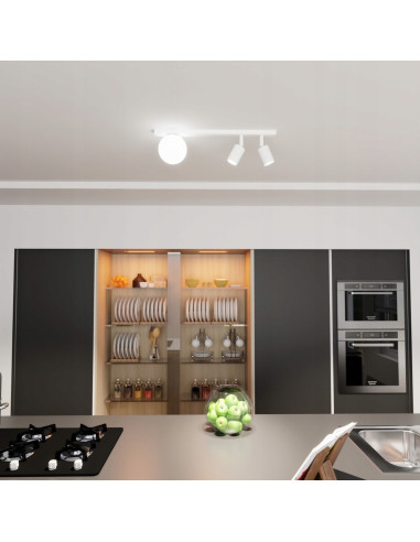 Lampa sufitowa BASTER 3 WHITE, elegancka lampa z reflektorami do nowoczesnych wnętrz, 3 źródła światła, biały metal.