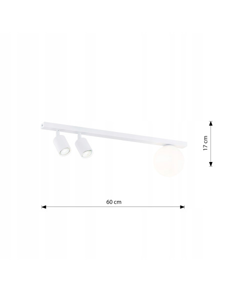 Lampa sufitowa BASTER 3 WHITE, elegancka lampa z reflektorami do nowoczesnych wnętrz, 3 źródła światła, biały metal.