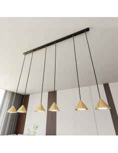 Lampa wisząca ELIT 6 BL GOLD - nowoczesna lampa glamour w czerni i złocie do salonu i jadalni, 6 punktów świetlnych.