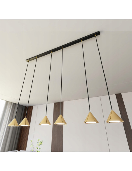 Lampa wisząca ELIT 6 BL GOLD - nowoczesna lampa glamour w czerni i złocie do salonu i jadalni, 6 punktów świetlnych.