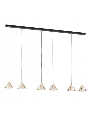 Lampa wisząca ELIT 6 BL GOLD - nowoczesna lampa glamour w czerni i złocie do salonu i jadalni, 6 punktów świetlnych.