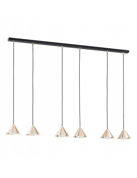 Lampa wisząca ELIT 6 BL GOLD - nowoczesna lampa glamour w czerni i złocie do salonu i jadalni, 6 punktów świetlnych.