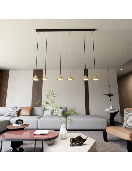 Lampa wisząca ELIT 6 BL GOLD - nowoczesna lampa glamour w czerni i złocie do salonu i jadalni, 6 punktów świetlnych.