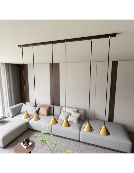 Lampa wisząca ELIT 6 BL GOLD - nowoczesna lampa glamour w czerni i złocie do salonu i jadalni, 6 punktów świetlnych.