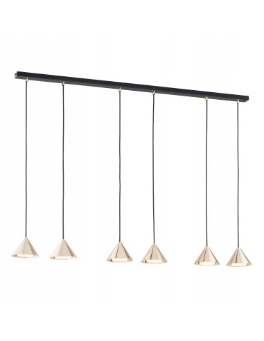 Lampa wisząca ELIT 6 BL GOLD - nowoczesna lampa glamour w czerni i złocie do salonu i jadalni, 6 punktów świetlnych.