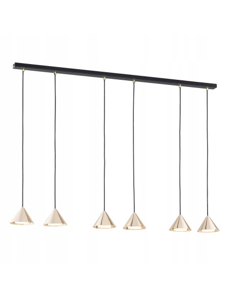 Lampa wisząca ELIT 6 BL GOLD - nowoczesna lampa glamour w czerni i złocie do salonu i jadalni, 6 punktów świetlnych.
