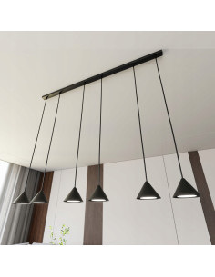 Nowoczesna lampa sufitowa ELIT 6 BLACK z metalowymi kloszami, 100 cm, 6 źródeł światła, elegancja do wnętrz.