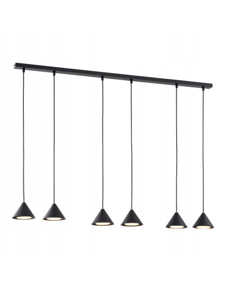 Nowoczesna lampa sufitowa ELIT 6 BLACK z metalowymi kloszami, 100 cm, 6 źródeł światła, elegancja do wnętrz.