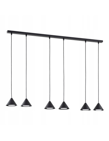 Nowoczesna lampa sufitowa ELIT 6 BLACK z metalowymi kloszami, 100 cm, 6 źródeł światła, elegancja do wnętrz.