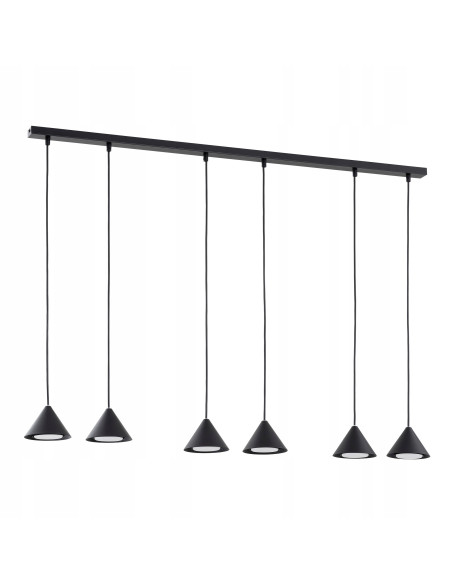 Nowoczesna lampa sufitowa ELIT 6 BLACK z metalowymi kloszami, 100 cm, 6 źródeł światła, elegancja do wnętrz.