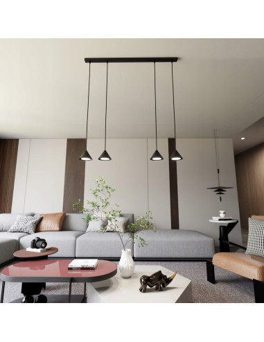 Lampa sufitowa ELIT 4 BLACK - nowoczesne oświetlenie z czterema reflektorami do jadalni, biura i salonu