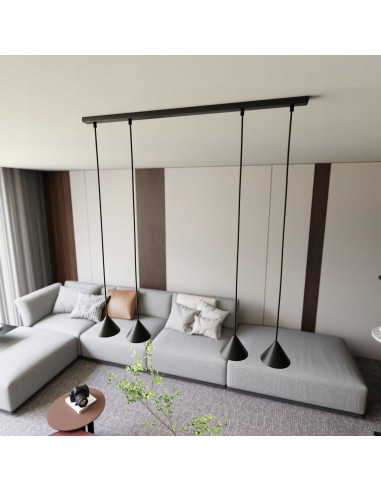 Lampa sufitowa ELIT 4 BLACK - nowoczesne oświetlenie z czterema reflektorami do jadalni, biura i salonu