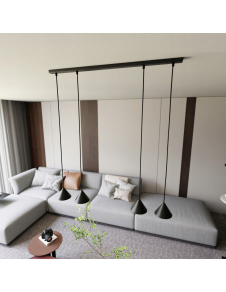 Lampa sufitowa ELIT 4 BLACK - nowoczesne oświetlenie z czterema reflektorami do jadalni, biura i salonu