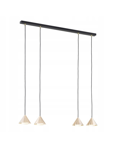 Lampa sufitowa ELIT 4 GOLD Black - nowoczesne oświetlenie do salonu i biura z czterema punktami świetlnymi, 100 cm.