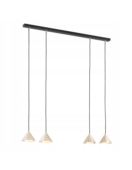 Lampa sufitowa ELIT 4 GOLD Black - nowoczesne oświetlenie do salonu i biura z czterema punktami świetlnymi, 100 cm.
