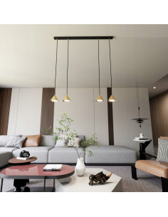 Lampa sufitowa ELIT 4 GOLD Black - nowoczesne oświetlenie do salonu i biura z czterema punktami świetlnymi, 100 cm. 2