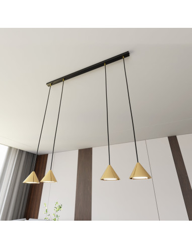 Lampa sufitowa ELIT 4 GOLD Black - nowoczesne oświetlenie do salonu i biura z czterema punktami świetlnymi, 100 cm.