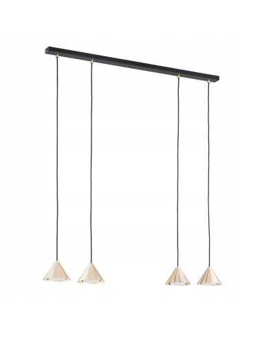 Lampa sufitowa ELIT 4 GOLD Black - nowoczesne oświetlenie do salonu i biura z czterema punktami świetlnymi, 100 cm.