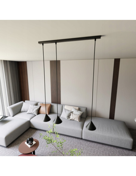 Lampa wisząca ELIT 3 BLACK - Nowoczesna potrójna listwa oświetleniowa w minimalistycznym stylu do eleganckich wnętrz.