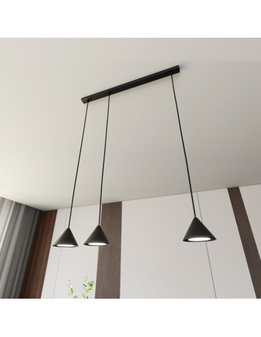 Lampa wisząca ELIT 3 BLACK - Nowoczesna potrójna listwa oświetleniowa w minimalistycznym stylu do eleganckich wnętrz.