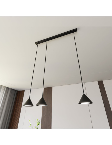 Lampa wisząca ELIT 3 BLACK - Nowoczesna potrójna listwa oświetleniowa w minimalistycznym stylu do eleganckich wnętrz.
