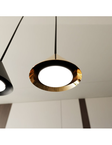 Lampa wisząca ELIT 1 ZŁOTY CZARNY – nowoczesny element glamour do biura, salonu i jadalni, 100 cm, energooszczędna.